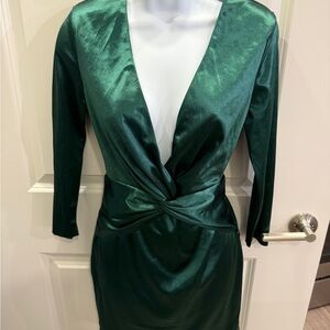 Elegant Green Satin Dress
